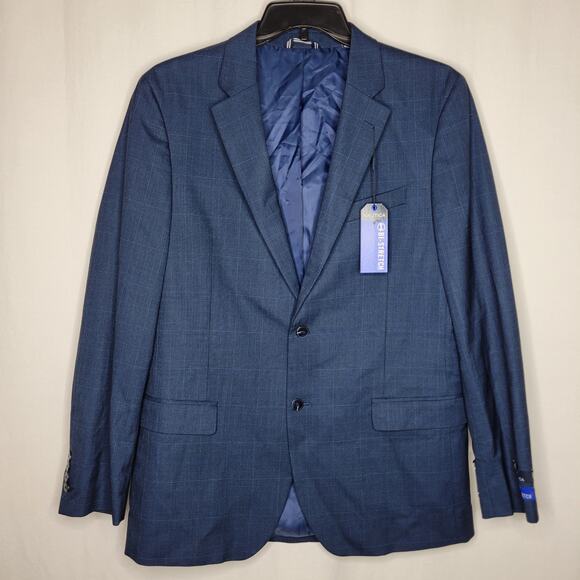 Nautica Men's Modern-Fit Bi-Stretch Blazer Jacket Blue Plaid NWT 42L - Picture 3 of 10